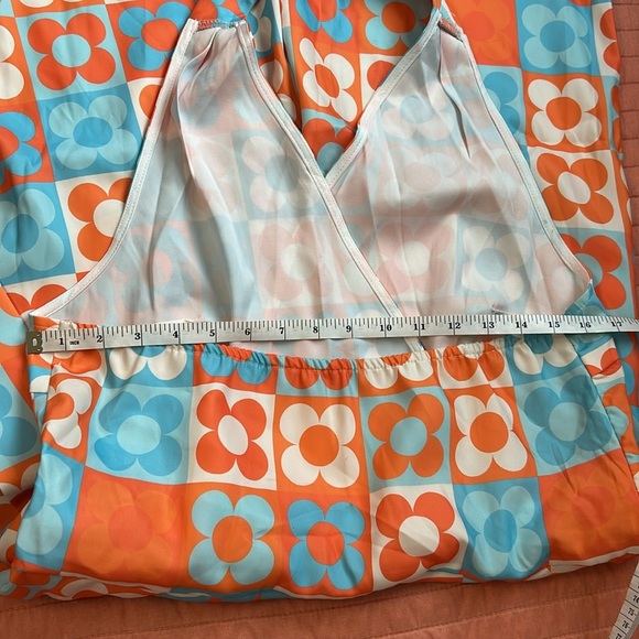 NWT Retro Stage 60s Inspired HALTER COLORBLOCK FLORAL SLEEVELESS JUMPSUIT sz 2XL - Picture 6 of 15